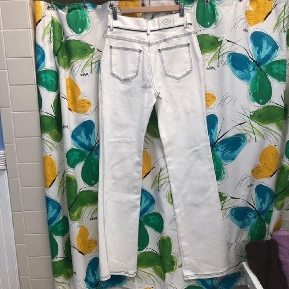 See By Chloe White High-Rise Flare Jeans with Contrast Stitching - Picture 7 of 15